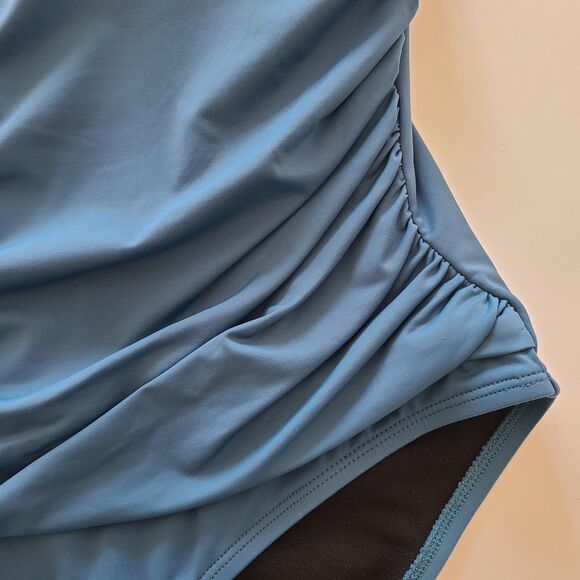 Hilor Women's One Piece One Shoulder Swimwear Asymmetric Ruffle Monoki Size 16 - Picture 4 of 9